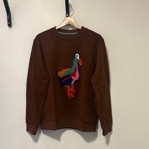 Bonobos Brown Crewneck Sweater with Multicolor Duck